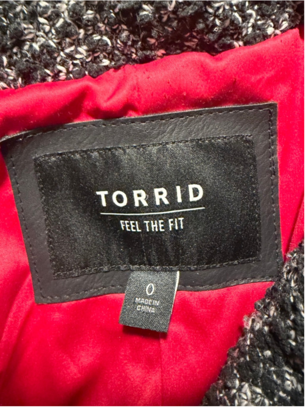 Women's Torrid Pea Coat Plus 0X Black Red - Picture 4 of 10